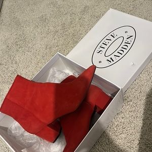 Red Suede Steve Madden booties